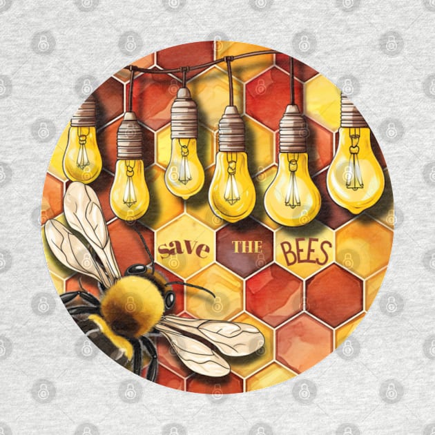 Honeycomb with Bee and Save the Bees by mw1designsart